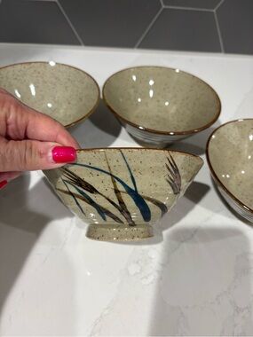 Vintage Japanese Rice/Soup Bowls and Tea Bowl/Lid